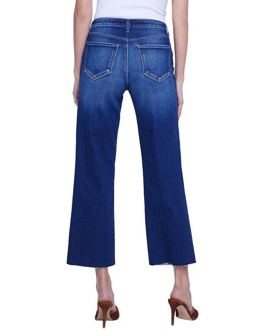 L'Agence Blue Wanda High-Rise Crop Wide Leg Jean