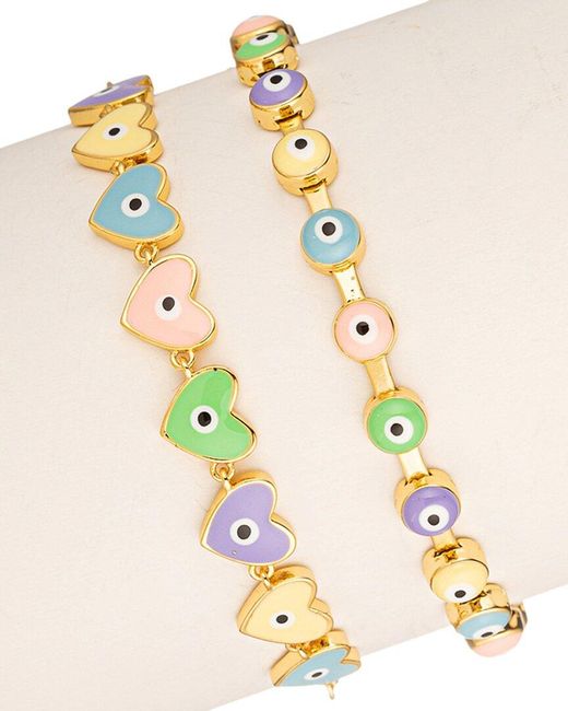Eye Candy LA Metallic Heart + Eye Bracelet Set