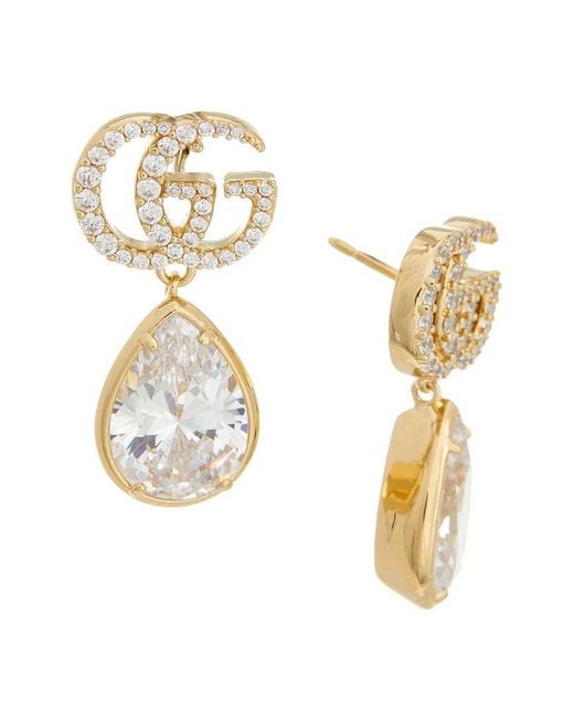 Gucci Metallic Gg Marmont Crystal Earrings