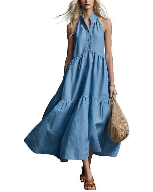 AUGUST 1987 Blue Midi Dress