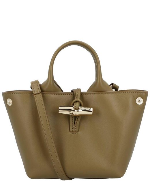 Longchamp Green Le Roseau Xs Leather Handbag