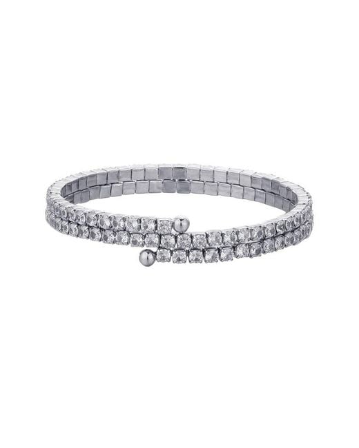 Adornia White Plated Coil Stretch Crystal Tennis Wrap Bracelet