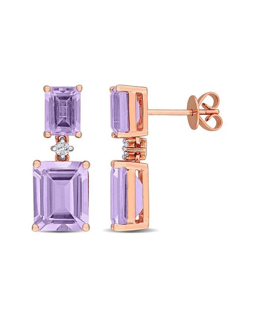 Rina Limor Pink 10k Rose Gold 8.15 Ct. Tw. Diamond & Rose De France Earrings