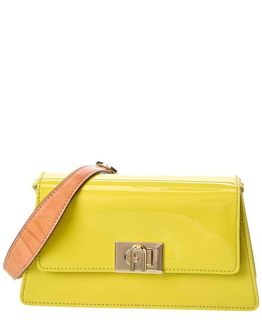 Furla Yellow Zoe Mini Leather Shoulder Bag