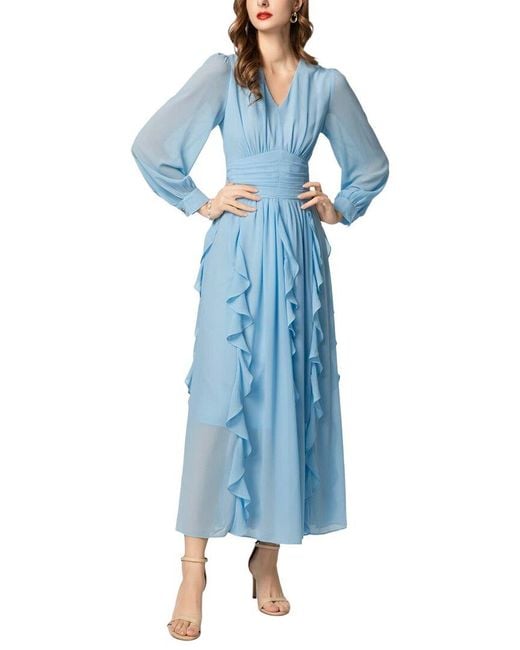 BURRYCO Blue Long Sleeve Midi Dress