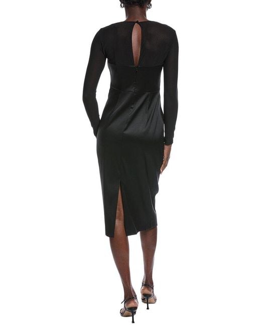 Aidan Mattox Black Solid Mid Dress