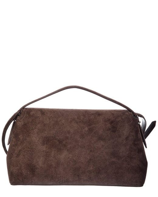 Totême Brown T-Lock Suede Satchel