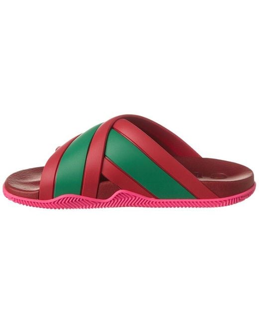 Gucci Red Web Crossover Rubber Sandal