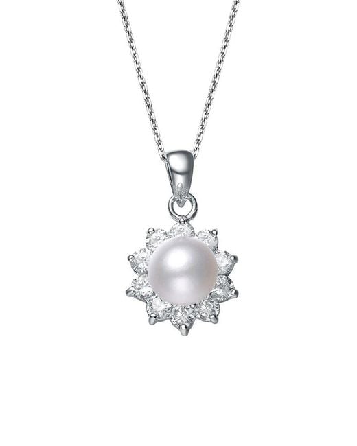 Genevive Jewelry White Silver Cz Pendant