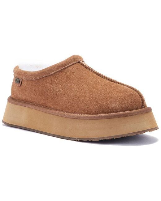 Australia Luxe Brown Outback Platfoam Leather Slipper