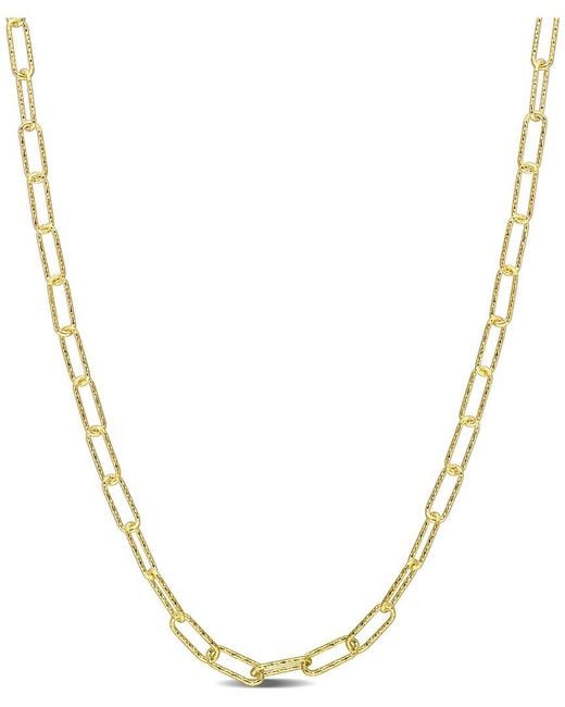 Italian Silver Metallic 18K Over Fancy Paperclip Chain Necklace