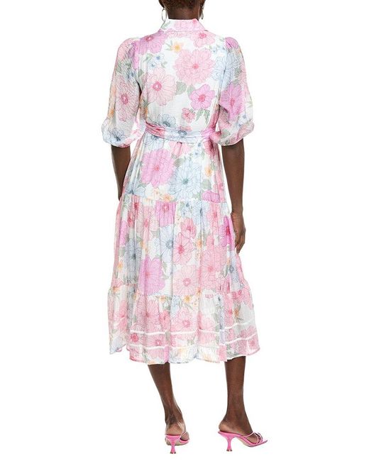 Maison Tara Pink 3/Sleeve Midi Dress