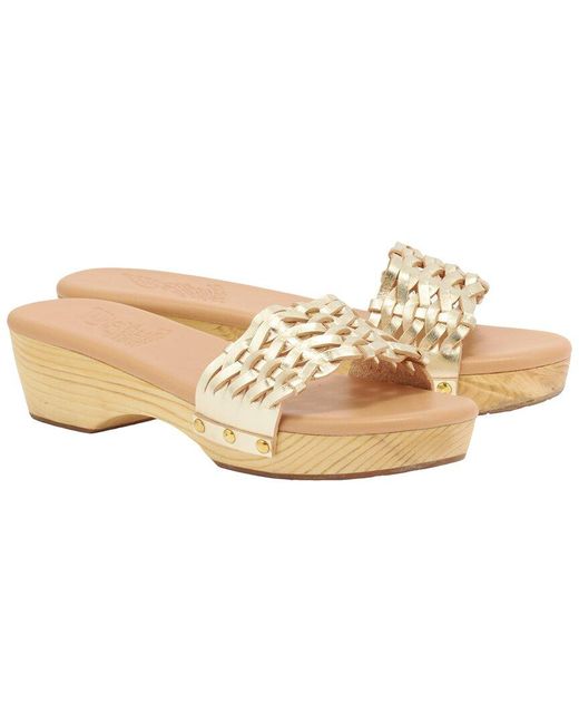 Ancient Greek Sandals Natural Open Woven Leather Clog