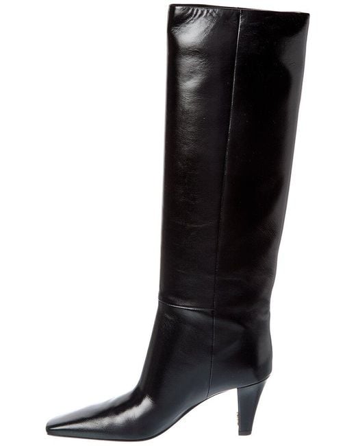Saint Laurent Black Jill 75 Leather Knee-High Boot