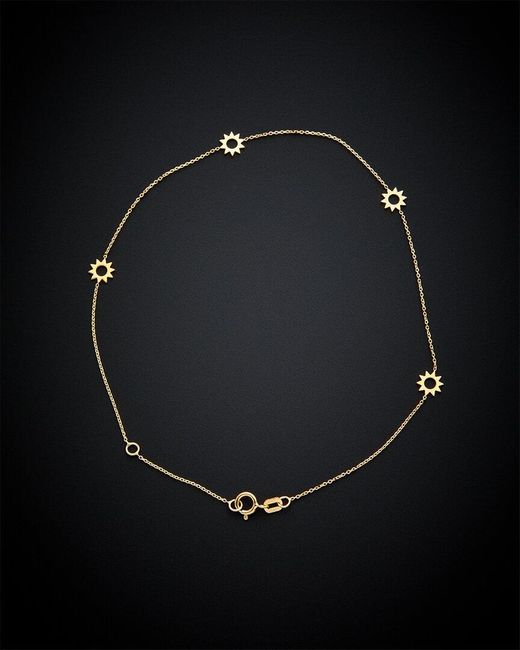 Italian Gold Blue 14k Sun Station Ankle Bracelet