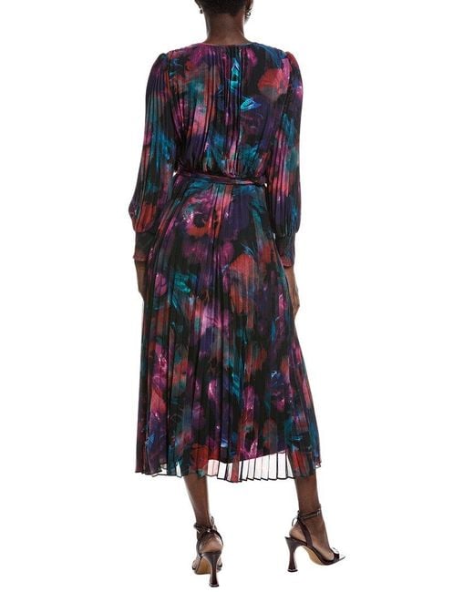 Joseph Ribkoff Blue Accordion Pleated Maxi Dress