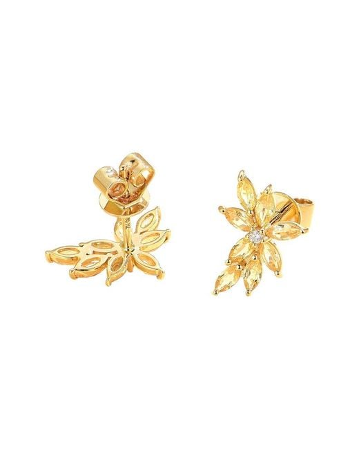 Nina Zhou Jewelry Metallic 14K 1.64 Ct. Tw. Diamond & Sapphire Cluster Earrings