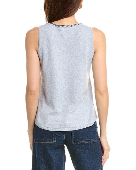 Vince Camuto Blue Whipstitch Tank