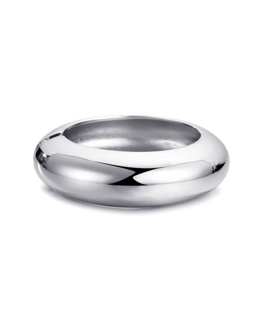 Adornia White Silver Chunky Dome Bangle Bracelet