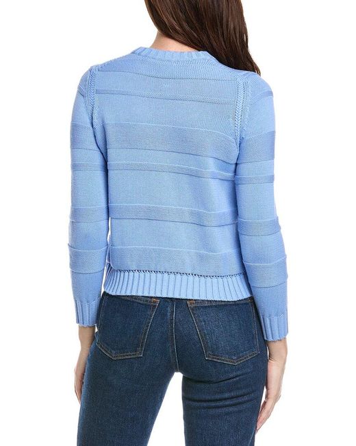 Hannah Rose Blue Jessie Textured Stripe Pullover