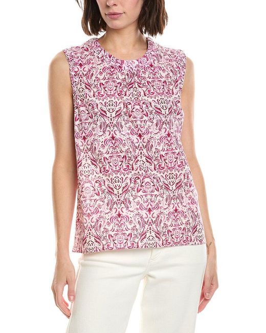 Stella Parker Red Willa Linen-Blend Top