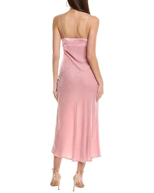 Susana Monaco Pink Velvet Bias Cut Silk-Blend Midi Dress