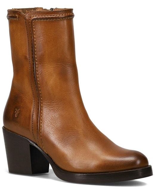 Frye Brown Jean Short Inside Zip Leather Boot