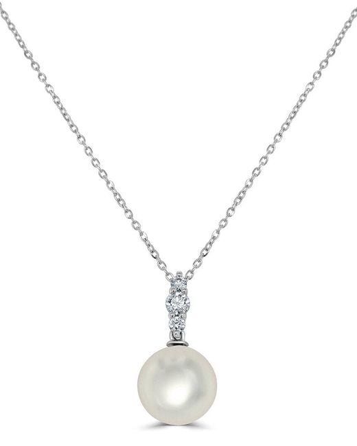 Sabrina Designs Metallic 14k 0.16 Ct. Tw. Diamond Pearl Pendant Necklace
