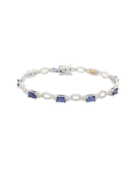 Suzy Levian White Silver 0.02 Ct. Tw. Diamond & Gemstone Bracelet