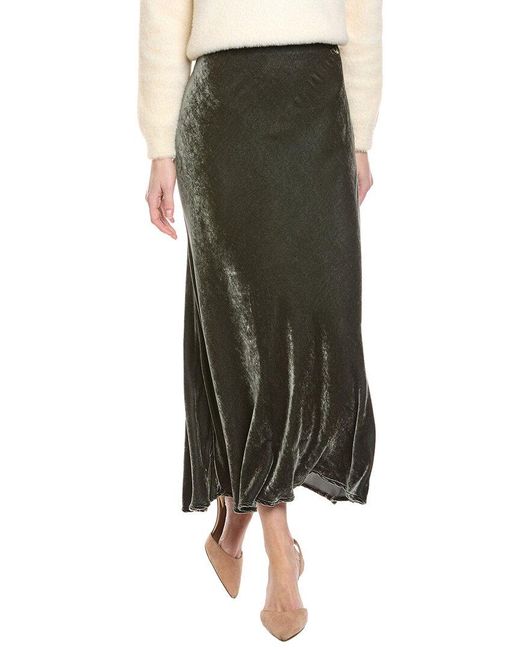 Velvet By Graham & Spencer Green Eza Velvet Silk-Blend Skirt