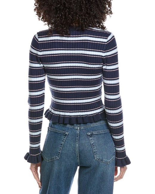 Laundry by Shelli Segal Blue Ruffle Hem Cardigan