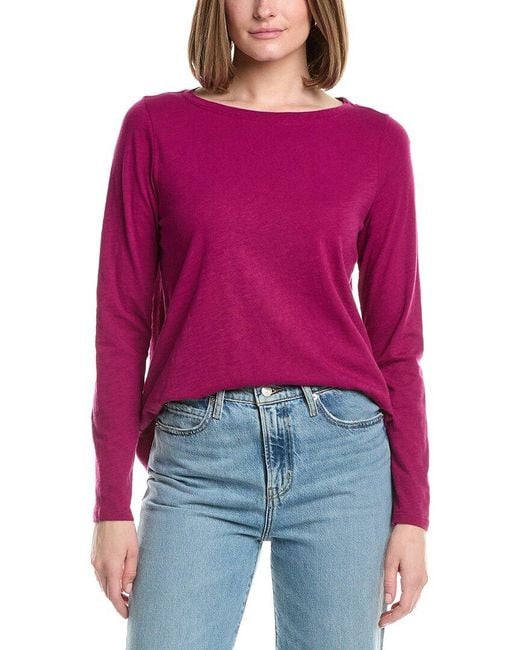 Eileen Fisher Red Bateau Neck T-Shirt