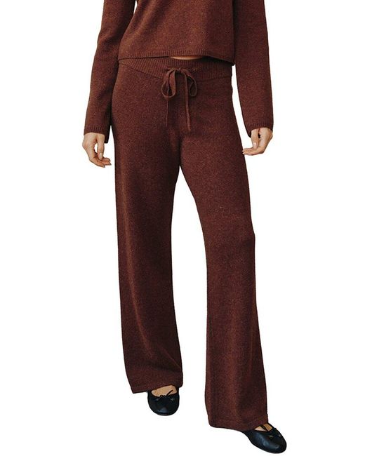Bella Dahl Red Cashmere & Wool Wide Leg Sweatpant