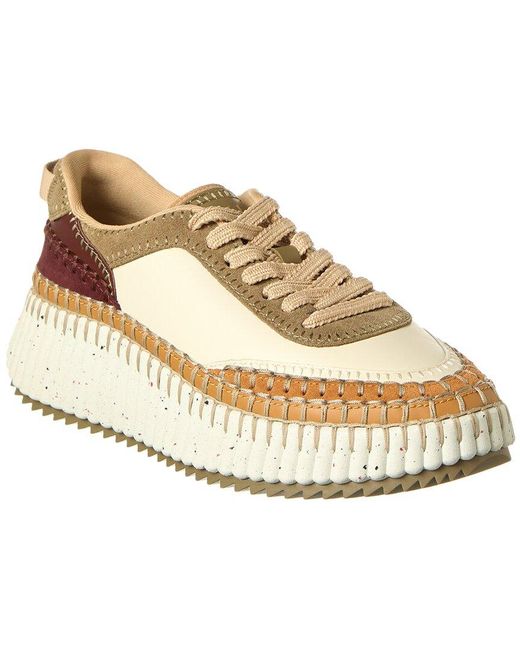 Chloé Metallic Nama Canvas & Leather Sneaker