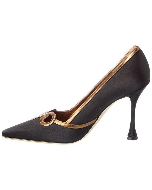 Manolo Blahnik Black Satin Pump