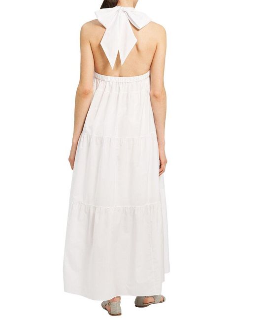 Theory White Halter Tiered Maxi Dress