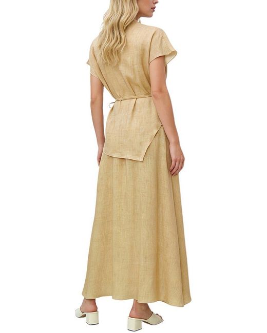 BRC By BURRYCO Natural Short Sleeve Silk-Blend Midi Dress