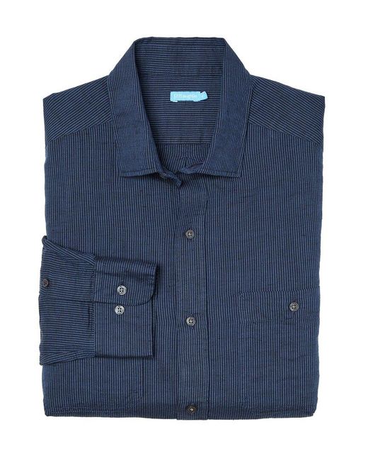 J.McLaughlin Blue Fineline Jett Linen-blend Shirt for men