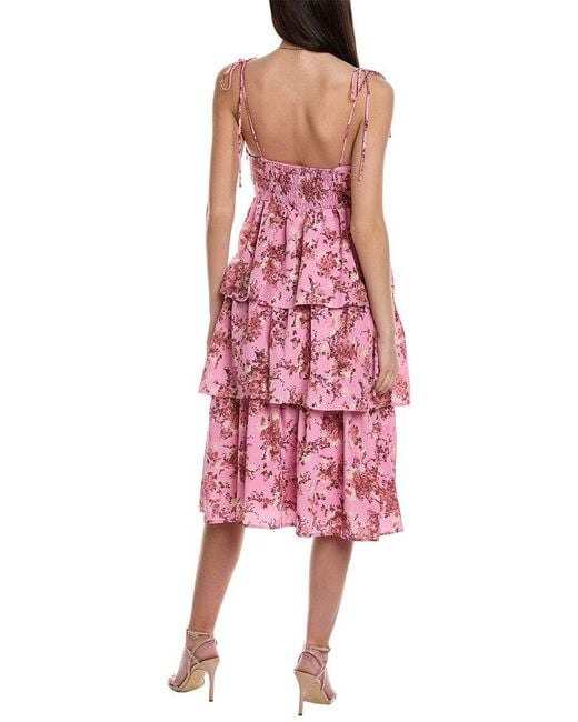 Line & Dot Pink Bloom Midi Dress
