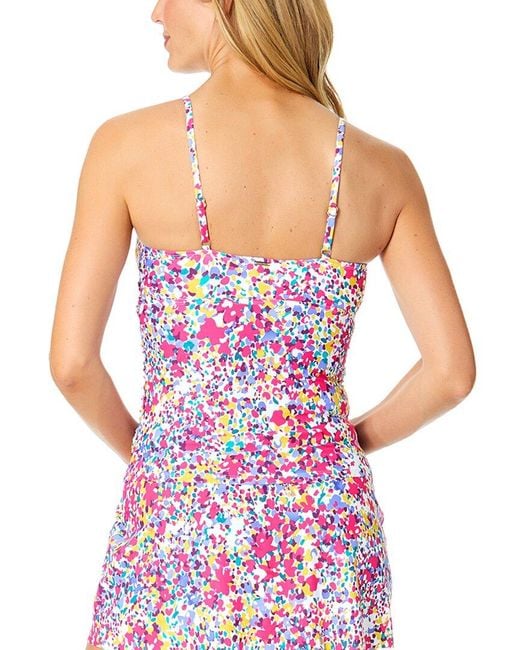 Anne Cole Purple Hidden Underwire Drape Front Tankini