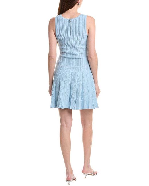 MILLY Blue Wave Godet Flare Knit Mini Dress