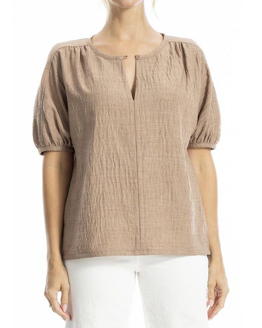 Max Studio Natural V-Neck Top