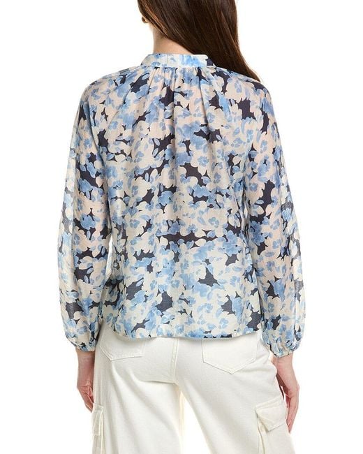 Bella Dahl Blue Long Sleeve Shirred Raglan Shirt