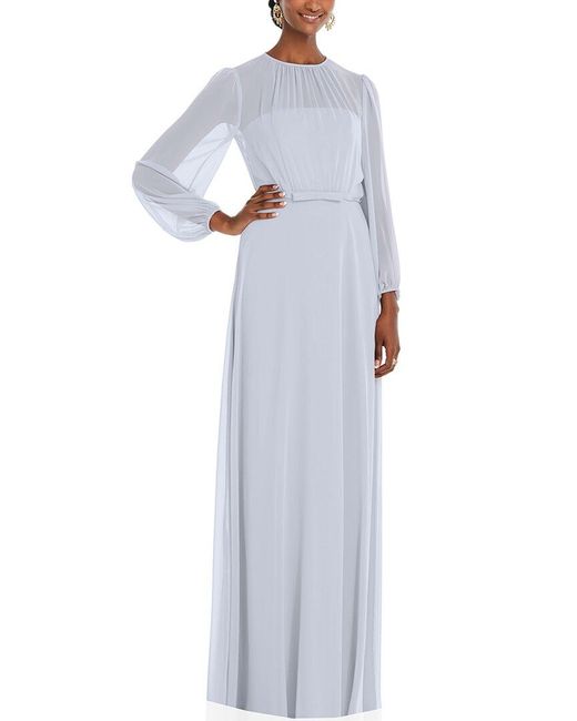 Dessy Collection White Strapless Chiffon Maxi Dress