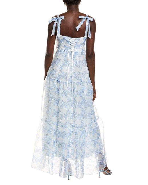 IPPONELLI Blue Tiered Organza Maxi Dress