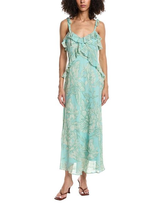 Taylor Green Sleeveless Floral Printed Maxi Dress