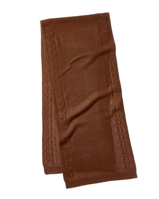 Bruno Magli Brown Cable Border Cashmere Scarf