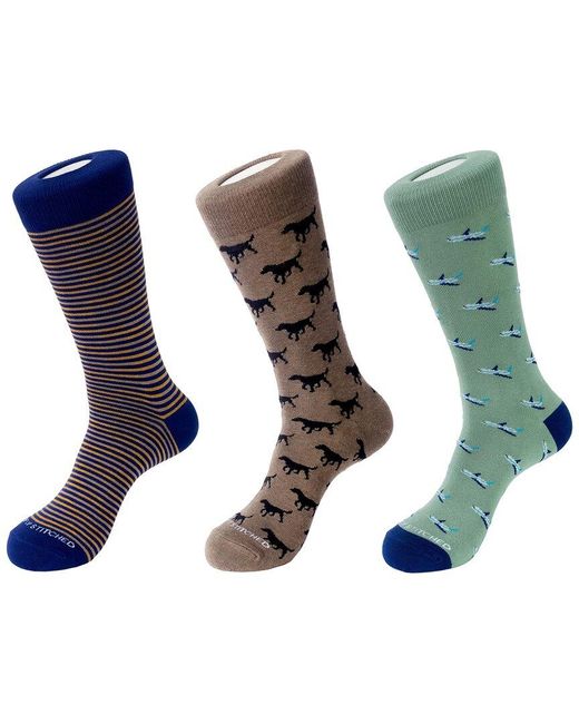 Unsimply Stitched Blue 3-Pack Crew Socks for men