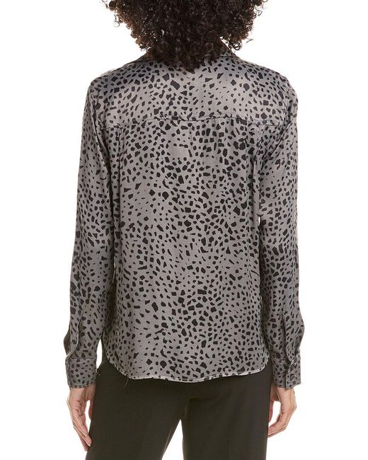 Bella Dahl Gray Flowy Hem Button Down Shirt