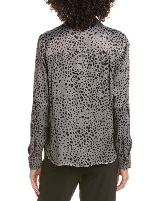 Bella Dahl Gray Flowy Hem Button Down Shirt
